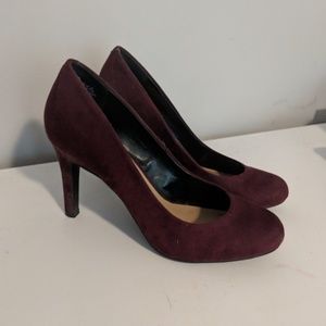 Maroon suede heels